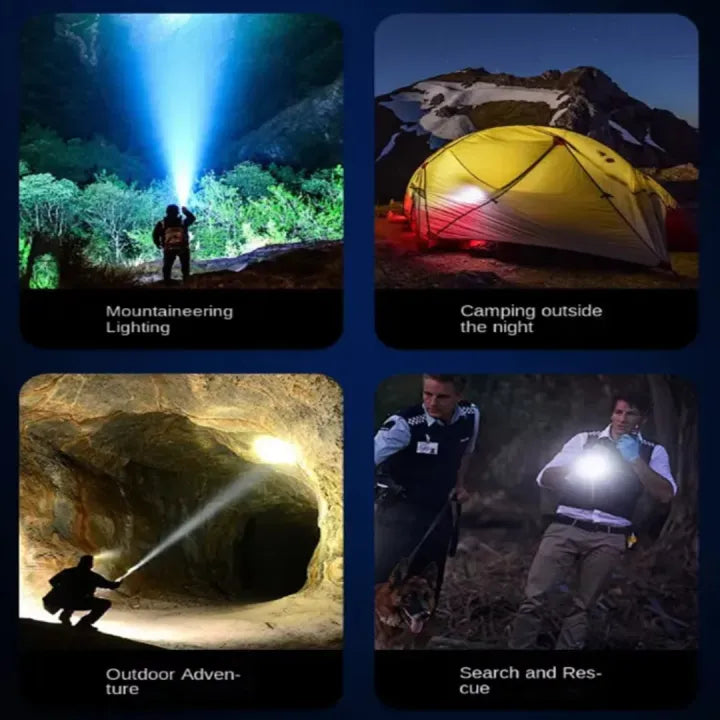 Hanging COB LED Aluminum Alloy Flashlight, 7 Bright Light Modes, Zoom In/Out, Aluminum