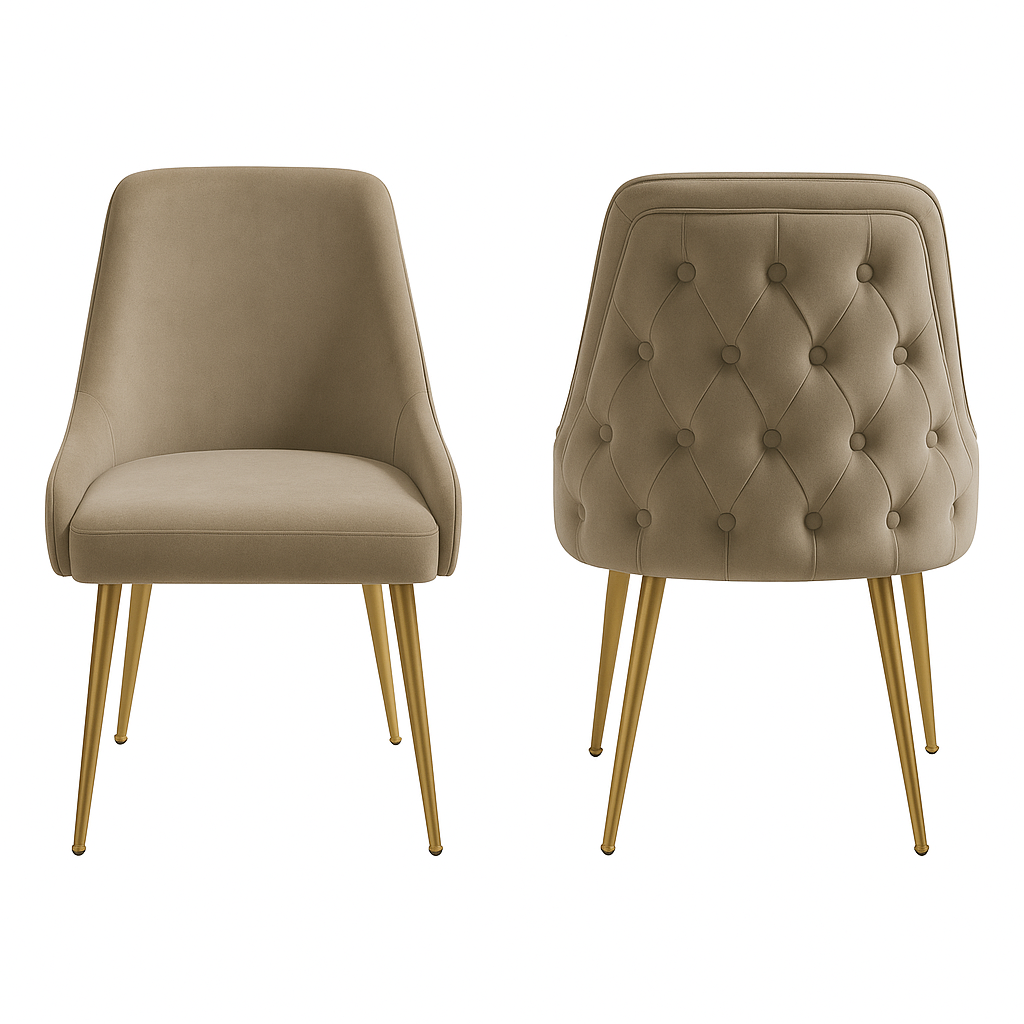 MFurn 6-Seater Marble Top Dining Table Set with Velvet Chairs and Gold Legs