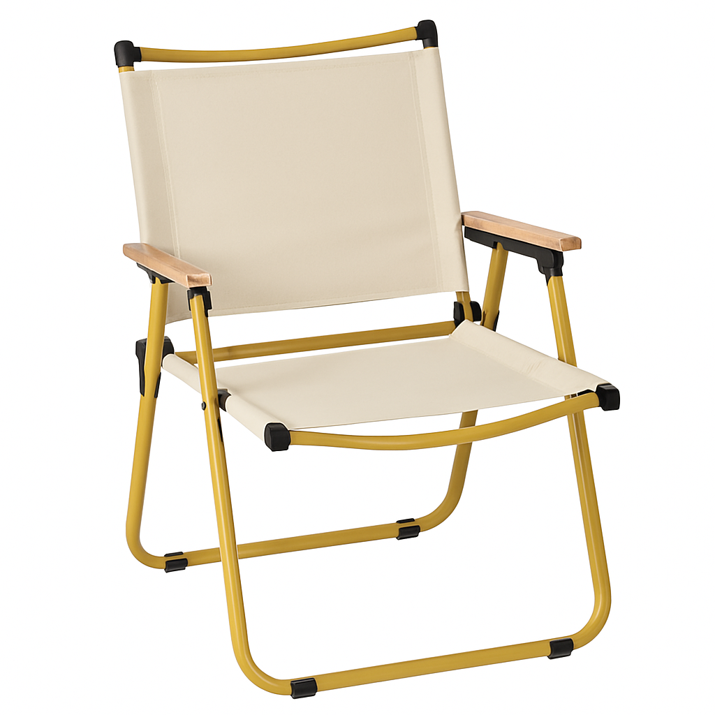 MHome Portable Outdoor Chair with Wood Armrests – Foldable & Heavy-Duty