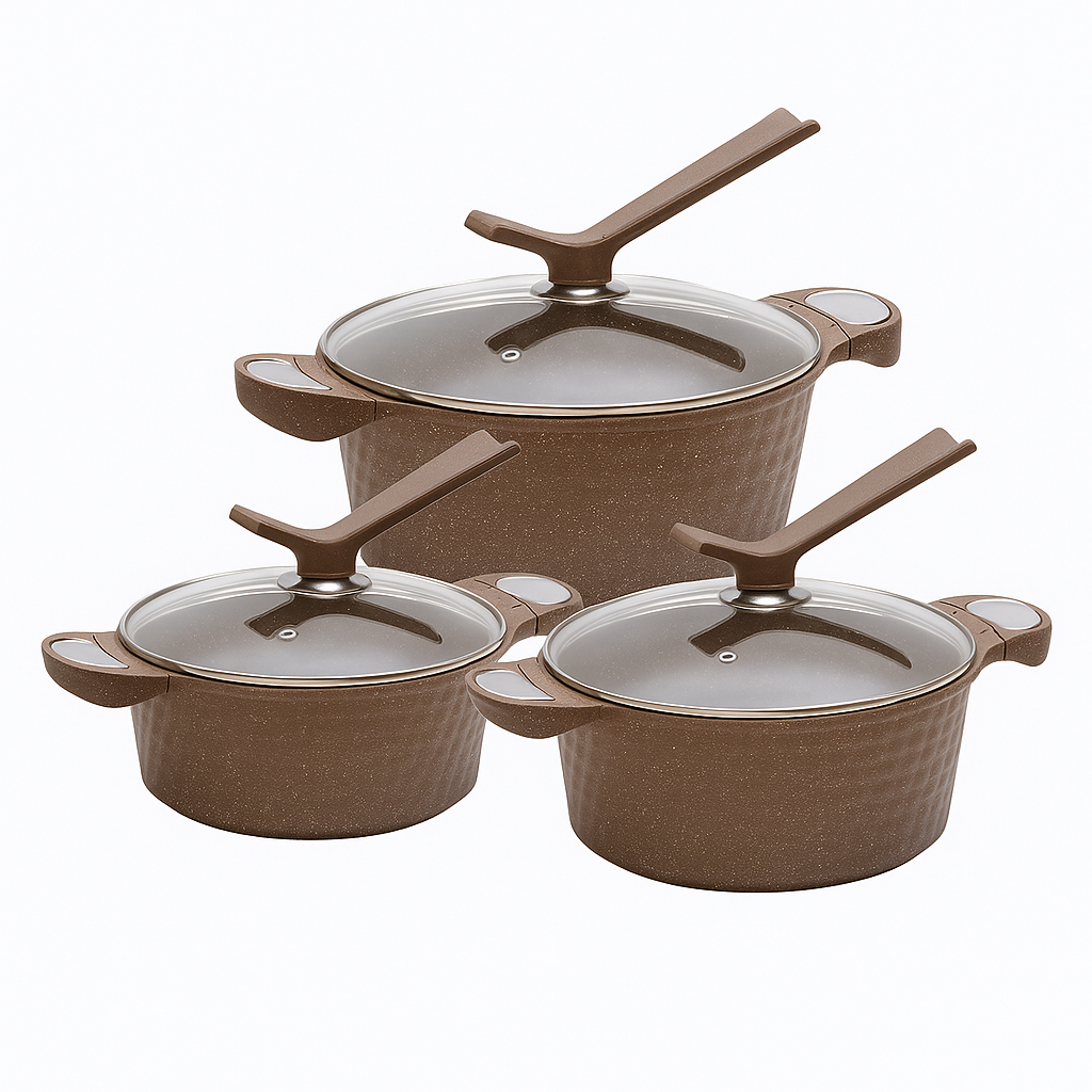 MHome Premium Non-Stick Granite Cookware Pot Set – 3 Piece