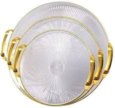 MHome 3PC Round Acrylic Serving Tray Set – Transparent & Stylish