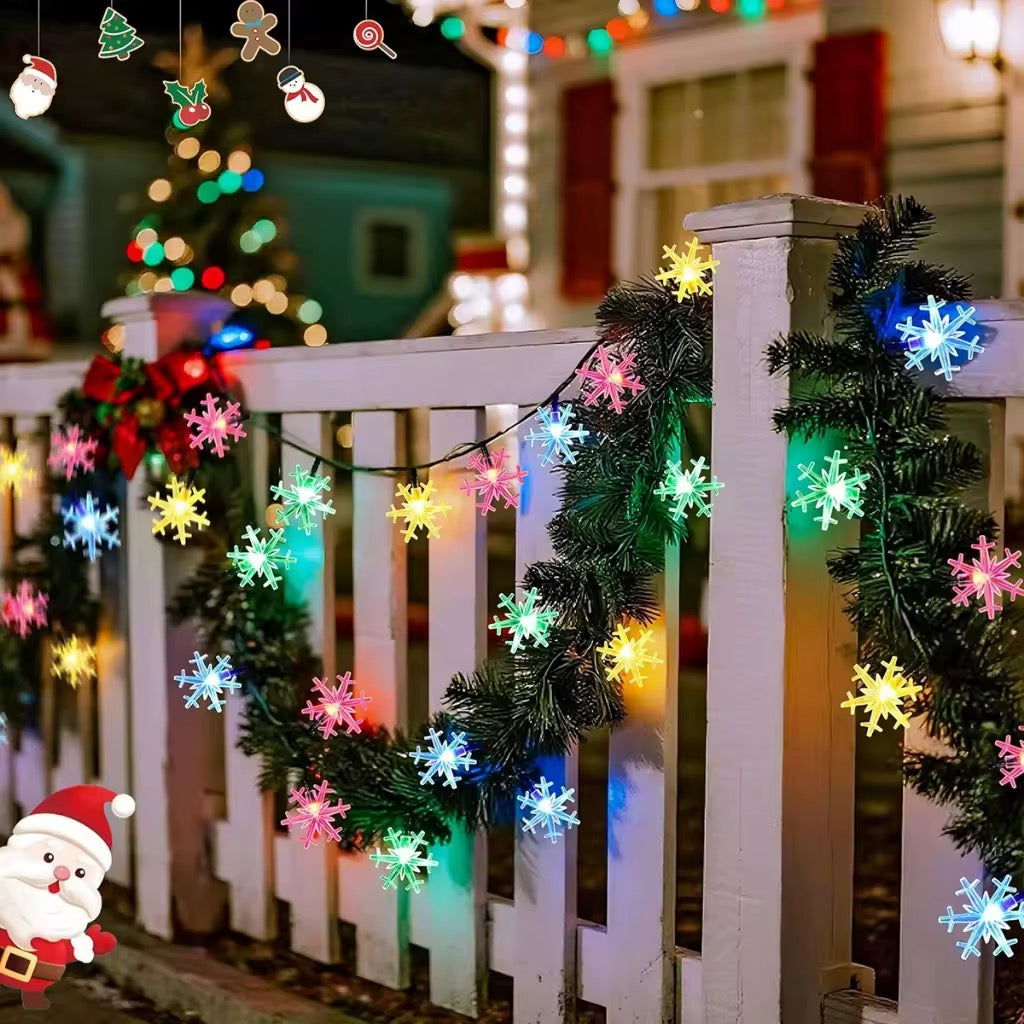 MHome Solar Snowflake String Lights 8 Modes Waterproof Outdoor For Garden Patio Christmas Decoration-20LED 5M