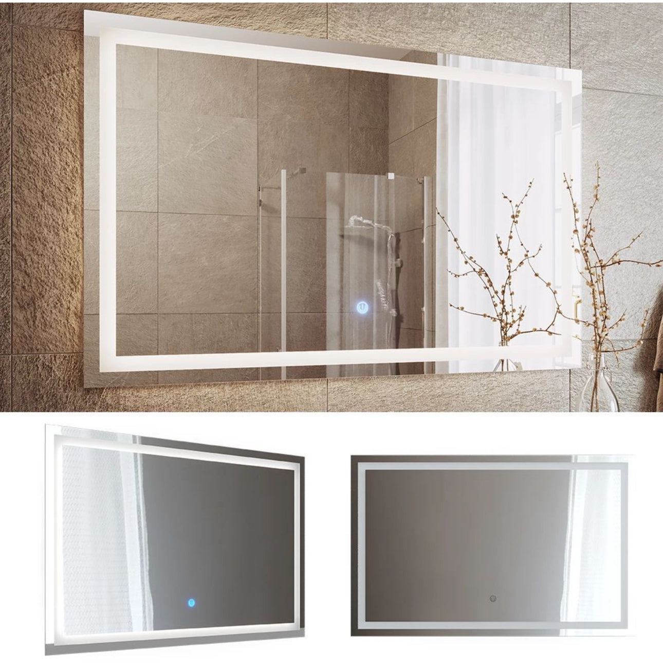 Frameless Bathroom Mirror With LED Lighting