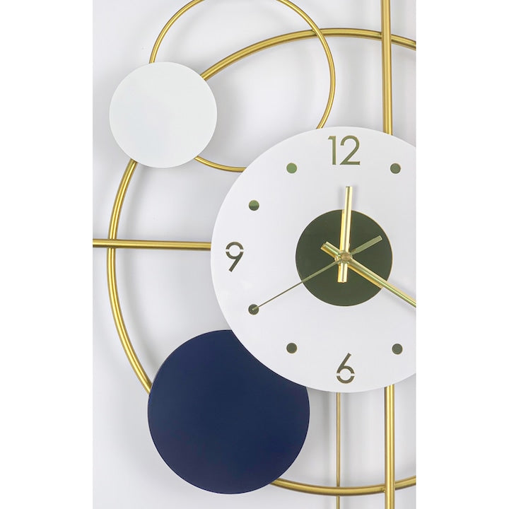 Elegant Wall Clock BF404 K146, Analog 60 x 48 cm,Metal, With Pendulum, Gold/Navy
