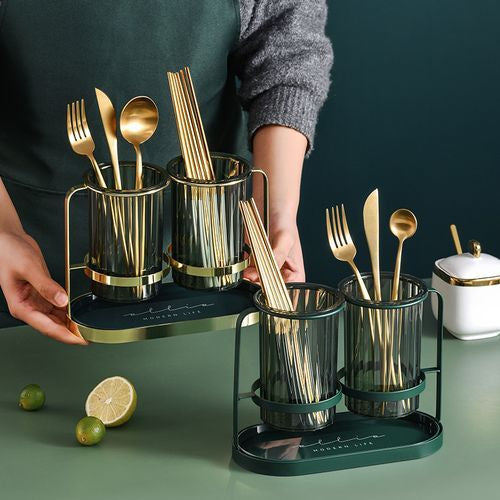 Countertop Kitchen Utensil Organizer Flatware Caddy Drying Rack Basket for Knives /Forks/Spoons/Chopsticks Storage Drying Holder