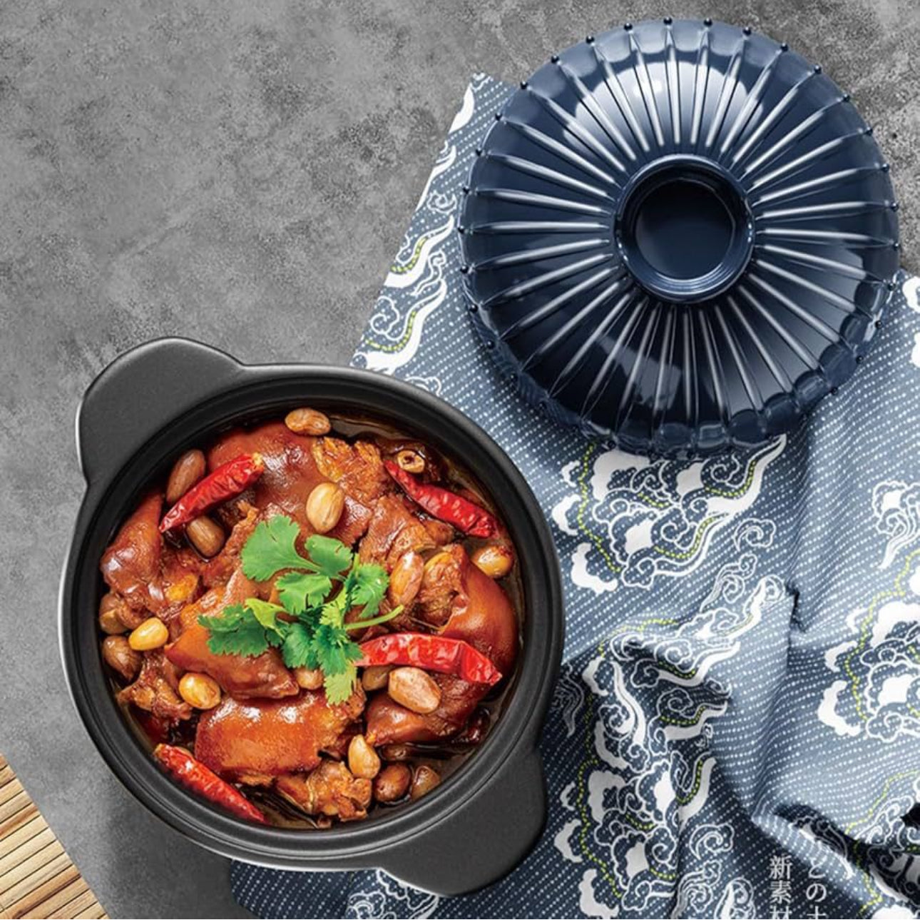 MHome  Ceramic Casserole, With Lid Ceramic Pot,Heat-Resistant Round Stew,Soup Pot-4L