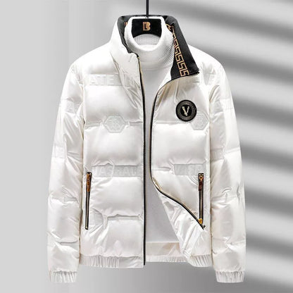 Coat Men Winter White Duck Down Metal Zipper Waterproof High Quality Jacket-Available White & Green