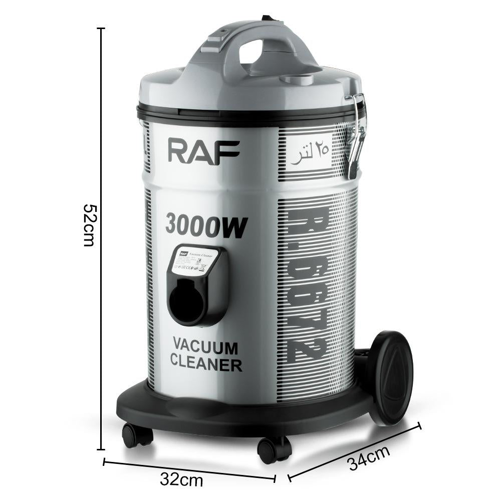 RAF R.6672 3000W Wet & Dry Commercial Industrial Vacuum Cleaner, 25L Capacity - Heavy-Duty Powerful Cleaning Machine