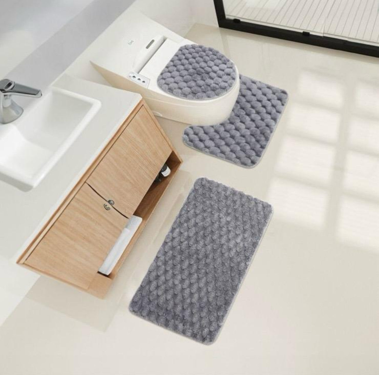 Bathroom Mat Set 3pc - Various Colours