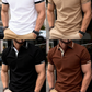 Mens Polo Style Shirts Casual V Neck Textured Slim Fit Solid Short Sleeve Cotton Knit Soft Tees Activewear-Various Colours