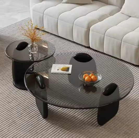 Living Room Coffee Tables Floor Modern Elegant Glass Bedroom Coffee Tables Center Round Home Furniture 2pc Nesting Set