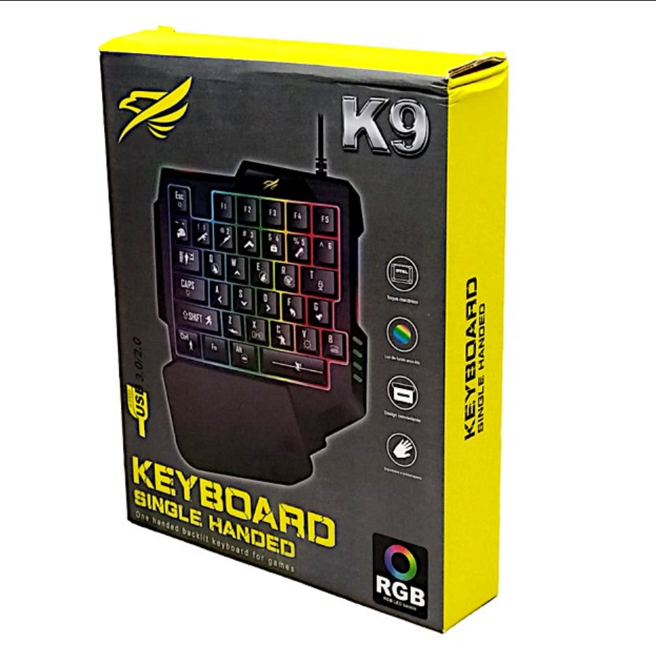 K9 USB One-Handed Keyboard RGB Light Effect Game Keyboard LOL Hand Game Keyboard Waterproof Universal