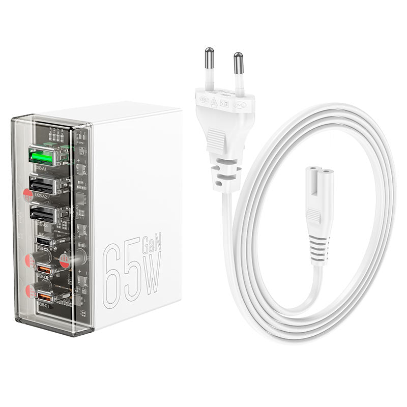 Network Charging Station Hoco N36 Fuerza PD 3USB/3Type-C 65W (white)