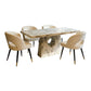 MFurn Nordic Styled Faux Marble Stone Dining Table Set Inc 6 Chairs