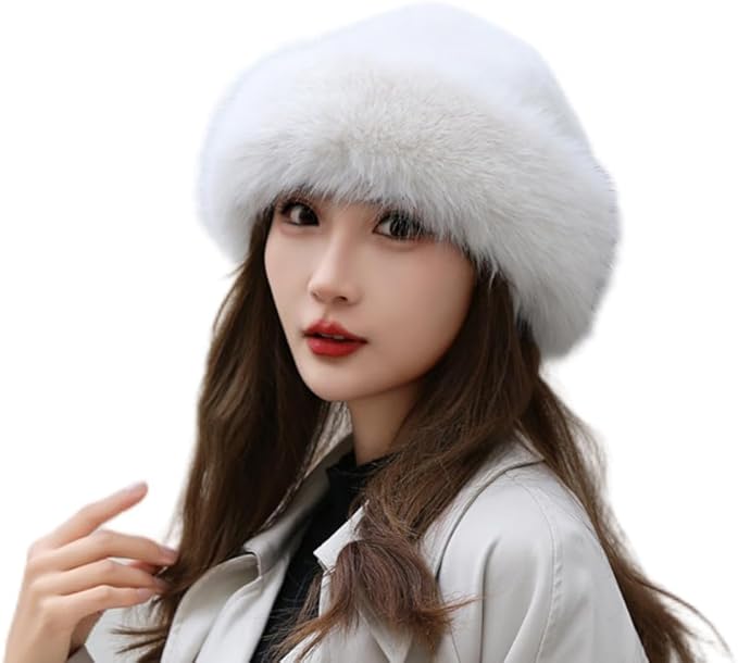 Fluffy Faux Fur Russian Hat for Women – Winter Warm Plush Hat