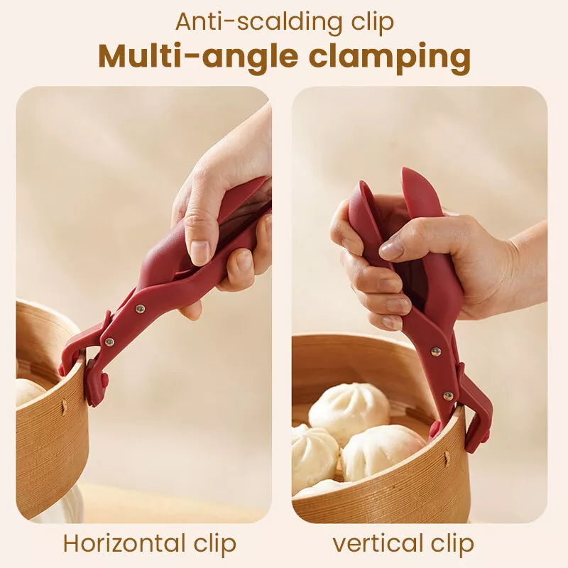 Silicone Anti-Scalding Clamp Hot Plate Gripper Bowl Clip Kitchen Tongs