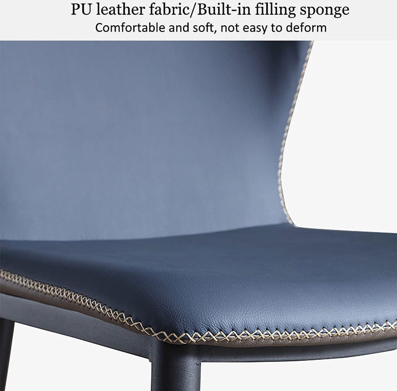 MFurn Modern Lounge High Back Leather Dining Room Chairs with Metal Legs - Stylish Restaurant Cafe Seating - Backrest Upholstered