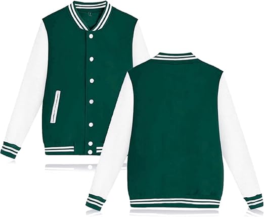 2-Tone Varsity Bomber Jacket – Baseball Style Quilted Winter Coat with Multi-Pockets