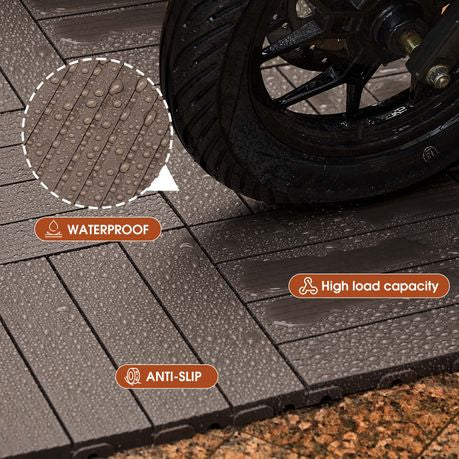 MHome Composite PVC Non-Slip Outdoor Decking Tiles 10pc Pack