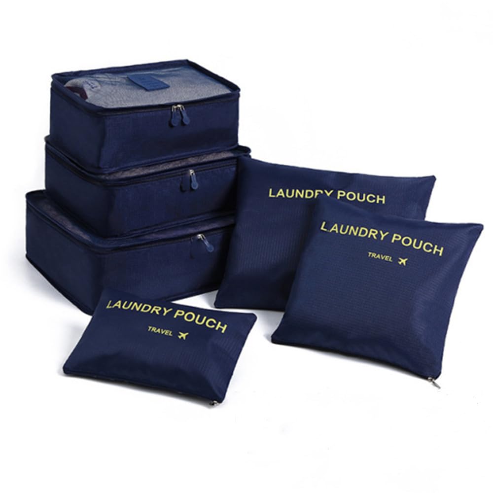 Packing Cubes for Suitcases – 6-Piece Travel Luggage Organizer Set with Laundry & Shoe Bags