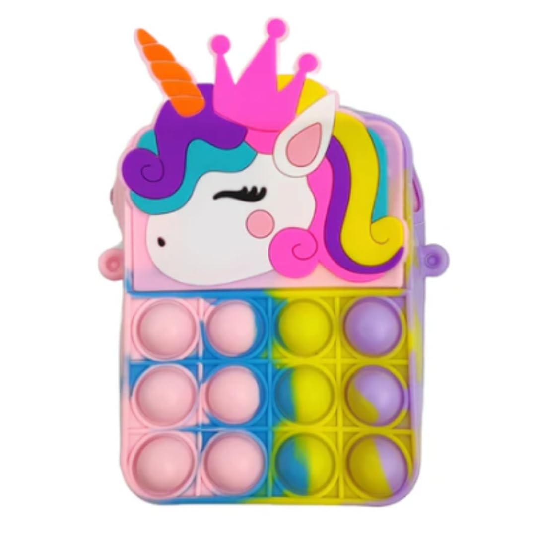 Unicorn POPIT Fidget Sling Bag for Kids – Stress Relief Toy Set of 6