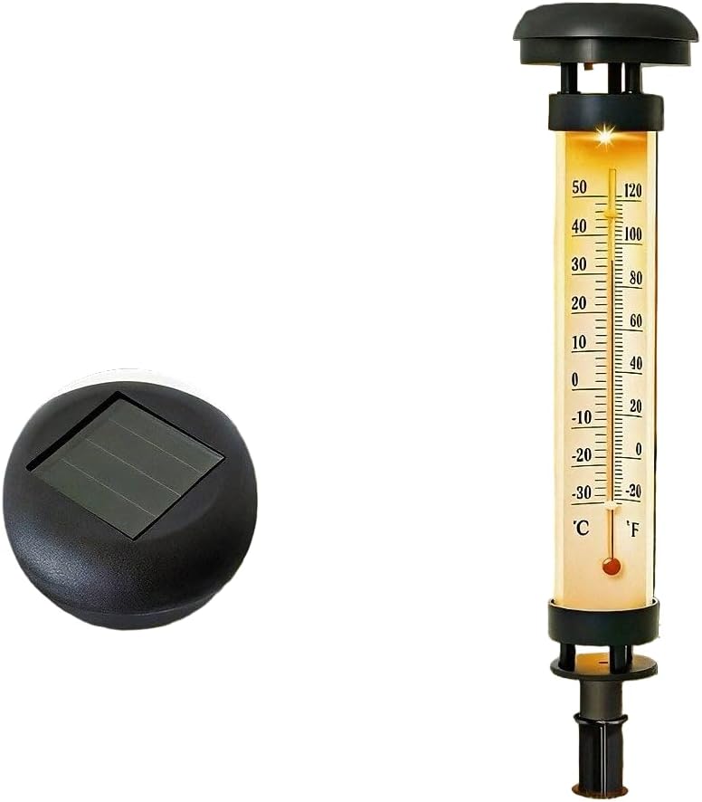 MHome Solar Garden Thermometer Light LED Stake with Remote Control IP65