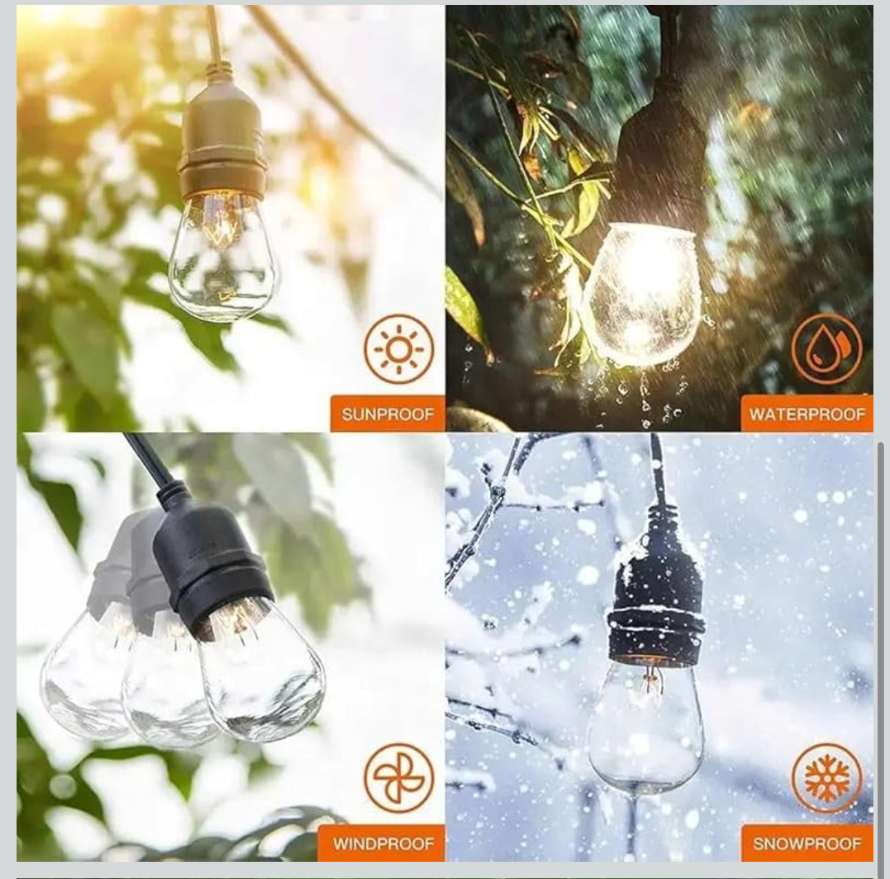 MTech 
10m 20Bulbs- Solar LED Solar Powered Outdoor Festoon String Lights, Hanging Bulbs