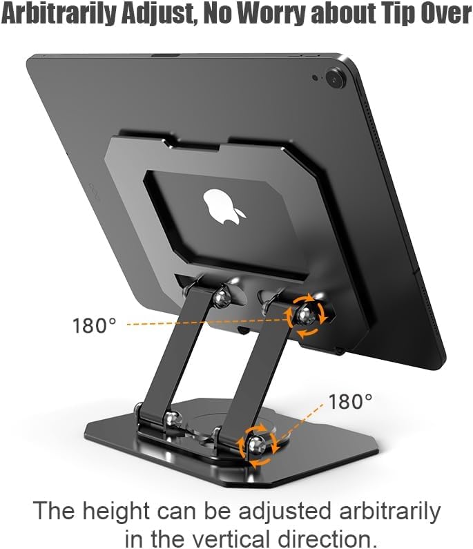 MTech Aluminium Tablet Stand Holder – 360° Rotating, Adjustable Multi-Angle Tablet & Smartphone Holder