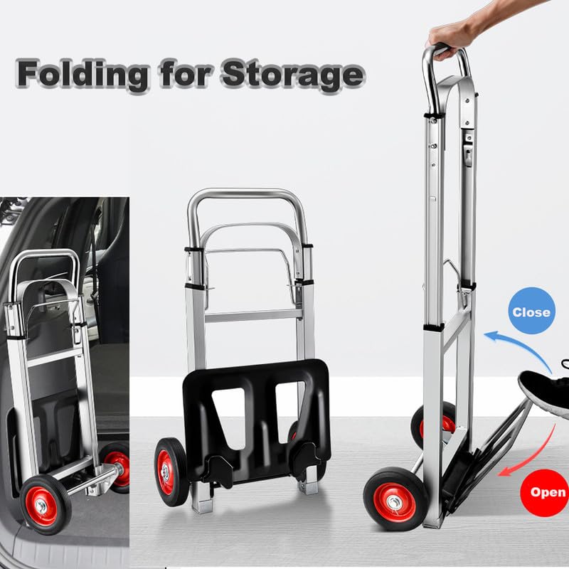 MHome Foldable Aluminium Sack Truck – Heavy Duty 90kg Folding Trolley with Wheels