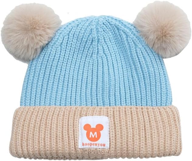 Baby Toddler Warm Fluffy Beanie Hat & Scarf Set – Winter Woolen Cap for Boys & Girls