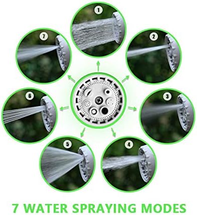 MHome Portable Hose Reel 15M – 7-Pattern Water Spray Garden Hose Reel with Wall Mount