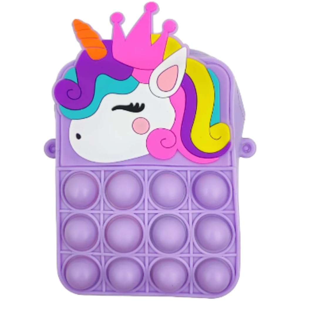 Unicorn POPIT Fidget Sling Bag for Kids – Stress Relief Toy Set of 6
