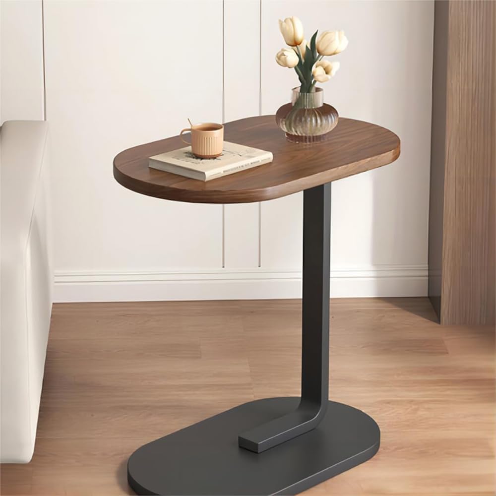 MFurn C-Shaped Side Table – Modern Narrow Coffee Table with Metal Frame for Small Spaces