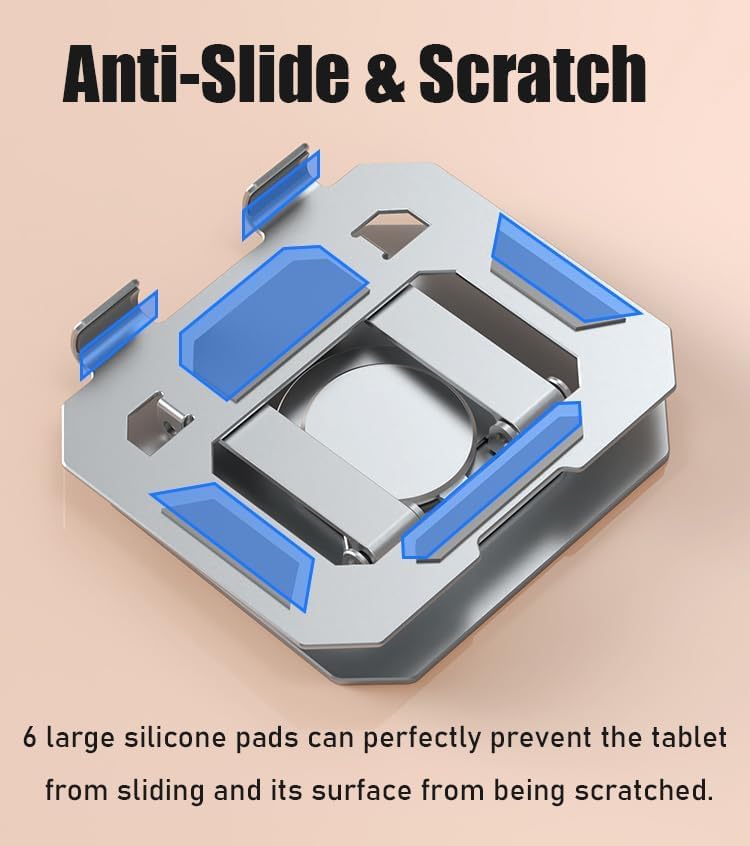 MTech Aluminium Tablet Stand Holder – 360° Rotating, Adjustable Multi-Angle Tablet & Smartphone Holder