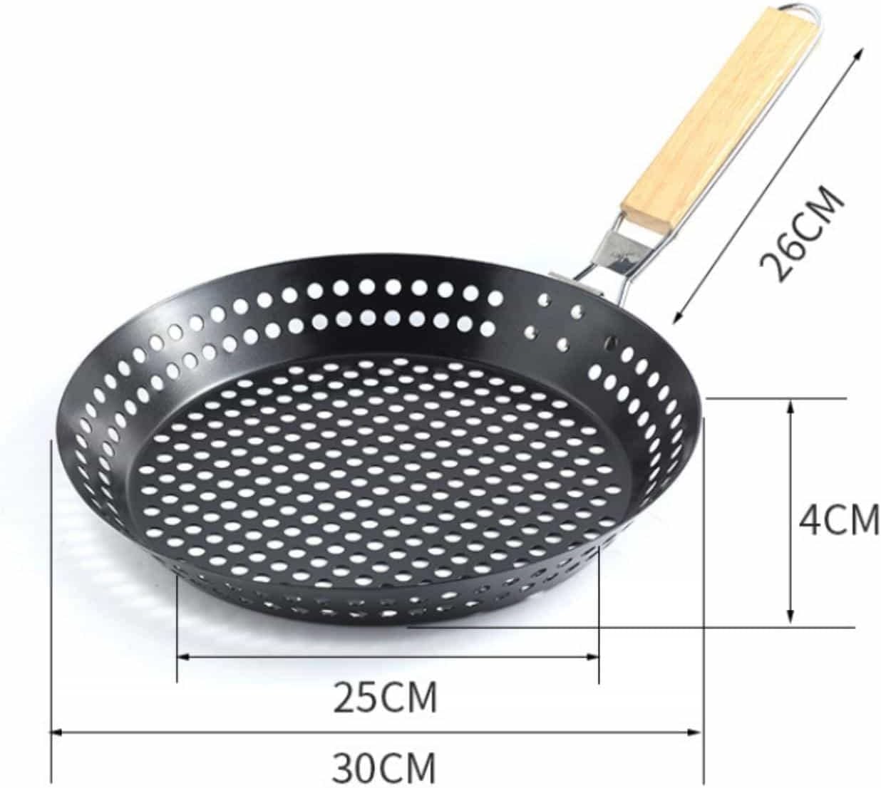 MHome BBQ Folding Grill Pan with Holes – 30cm Nonstick Grill Skillet