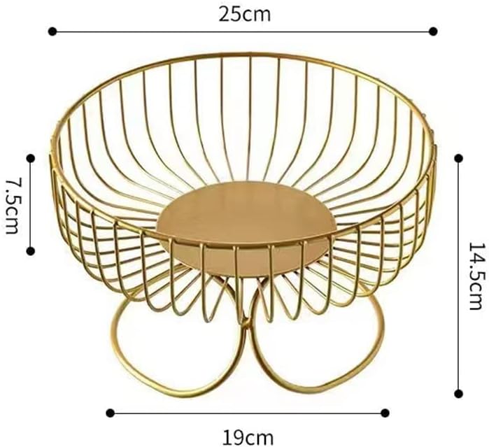 MHOME Metal Fruit Bowl Wrought Iron Basket Modern Kitchen Storage