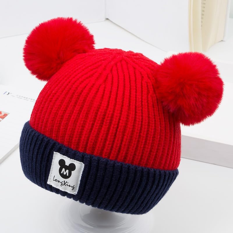 Baby Toddler Warm Fluffy Beanie Hat & Scarf Set – Winter Woolen Cap for Boys & Girls