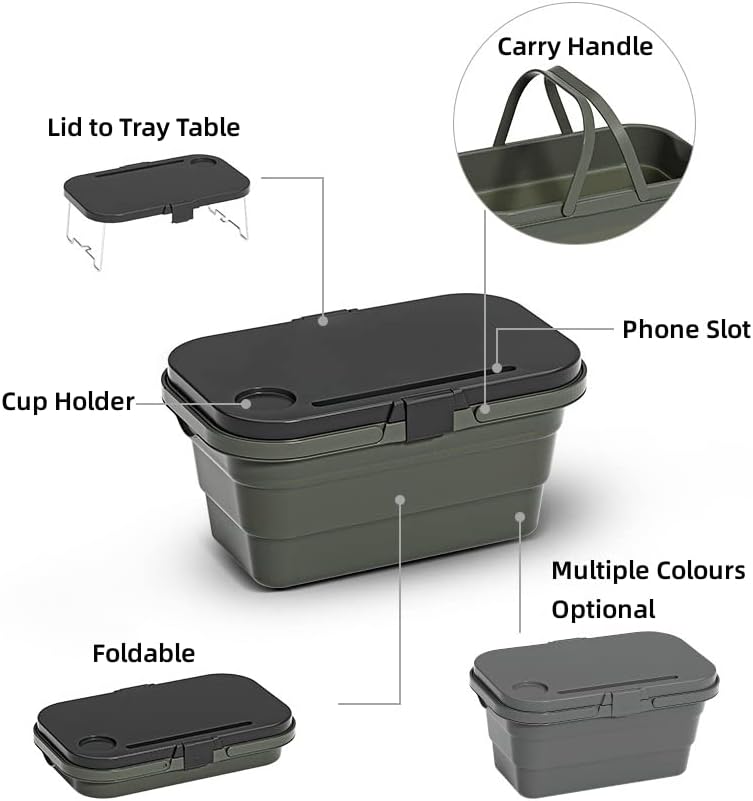 MHome Foldable Silicone Storage Bucket with Lid – Multi-Purpose Picnic & Organizer Box