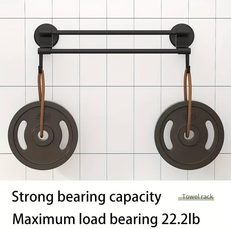 MHome 50cm Bathroom Towel Rack – Nail-Free Double Pole Storage Rack with Hooks & Slipper Bracket