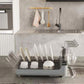 2-Tier Dish Rack with Pull-Out Drain Tray – Large Capacity Countertop Organizer