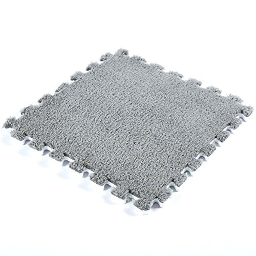 6Pcs Plush Foam Floor Square Interlocking Carpet Tiles with Border