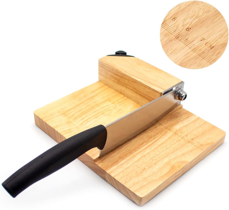 Manual Guillotine Biltong Slicer – Stainless Steel Cutter with Oak Board, Bread & Meat Knife