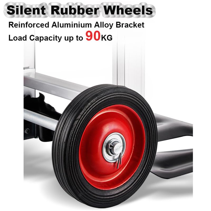 MHome Foldable Aluminium Sack Truck – Heavy Duty 90kg Folding Trolley with Wheels