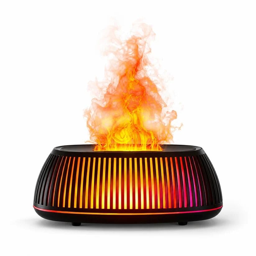 MHome Flame Effect Essential Oil Diffuser with 7-Color LED Lights