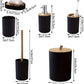 MHome 6Pc Bathroom Accessory Set With Wooden Lid – Modern Bathroom Décor Essentials