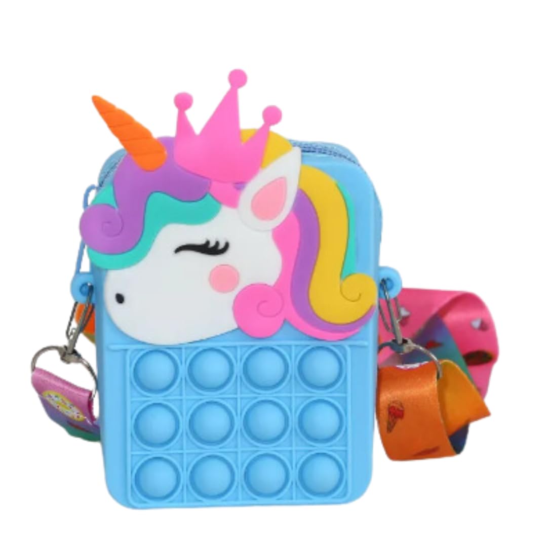 Unicorn POPIT Fidget Sling Bag for Kids – Stress Relief Toy Set of 6