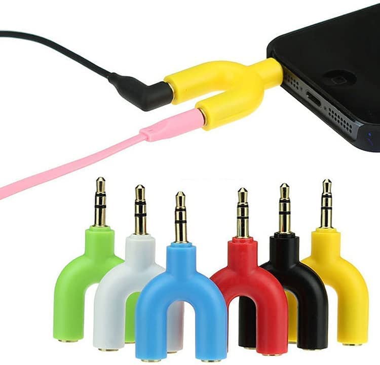 Earphone Splitter 3,5mm 1 Male To 2 Female U Shape Stereo 2 Way Converter