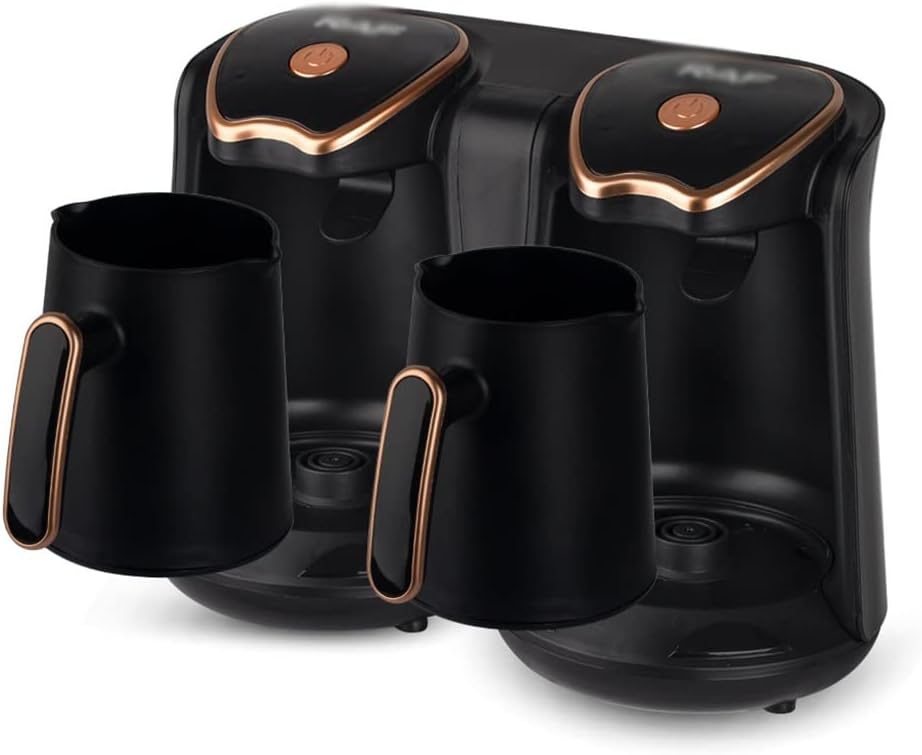 RAF R.109 Dual Turkish Coffee Maker – 2-Cup Electric Coffee & Tea Machine with Smart Anti-Overflow Sensor, 1200W, Reusable Filter