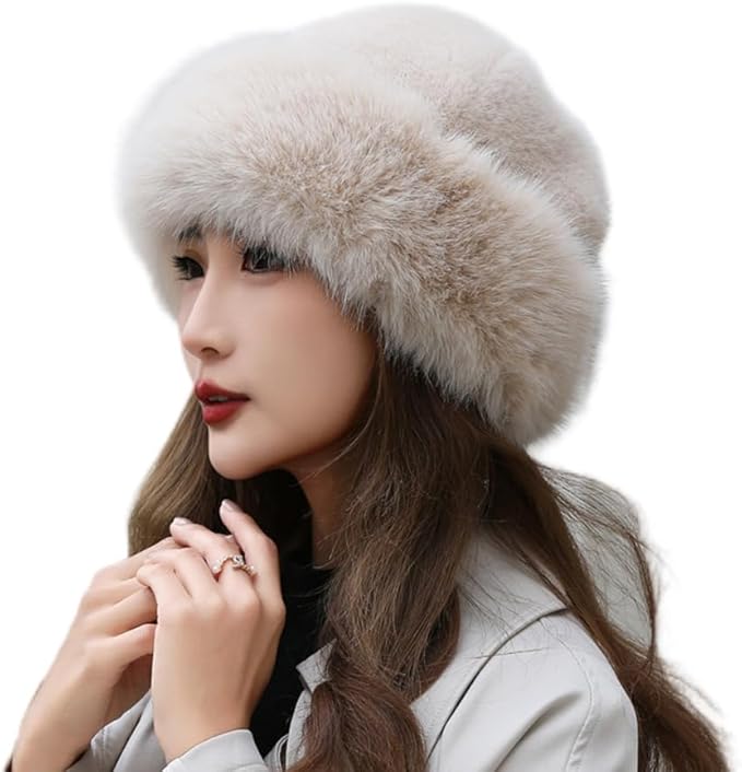 Fluffy Faux Fur Russian Hat for Women – Winter Warm Plush Hat