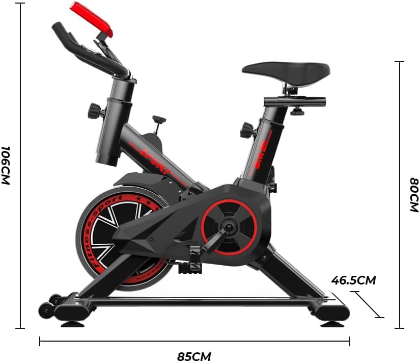 Pro-Sportz Indoor Flywheel Spin Bike, Adjustable Home Gym Exercise Bike with Anti-Slip Pedals